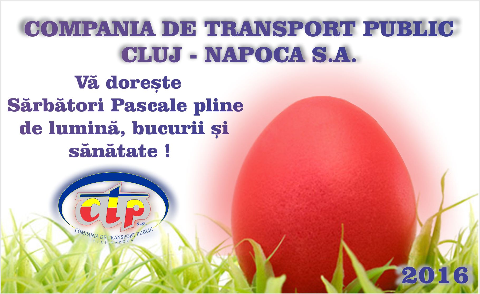 Compania de Transport Public Cluj-Napoca S.A. urează tuturor clienților și colaboratorilor Sărbători Fericite!